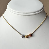 3 Gold Hearts Steel Necklace