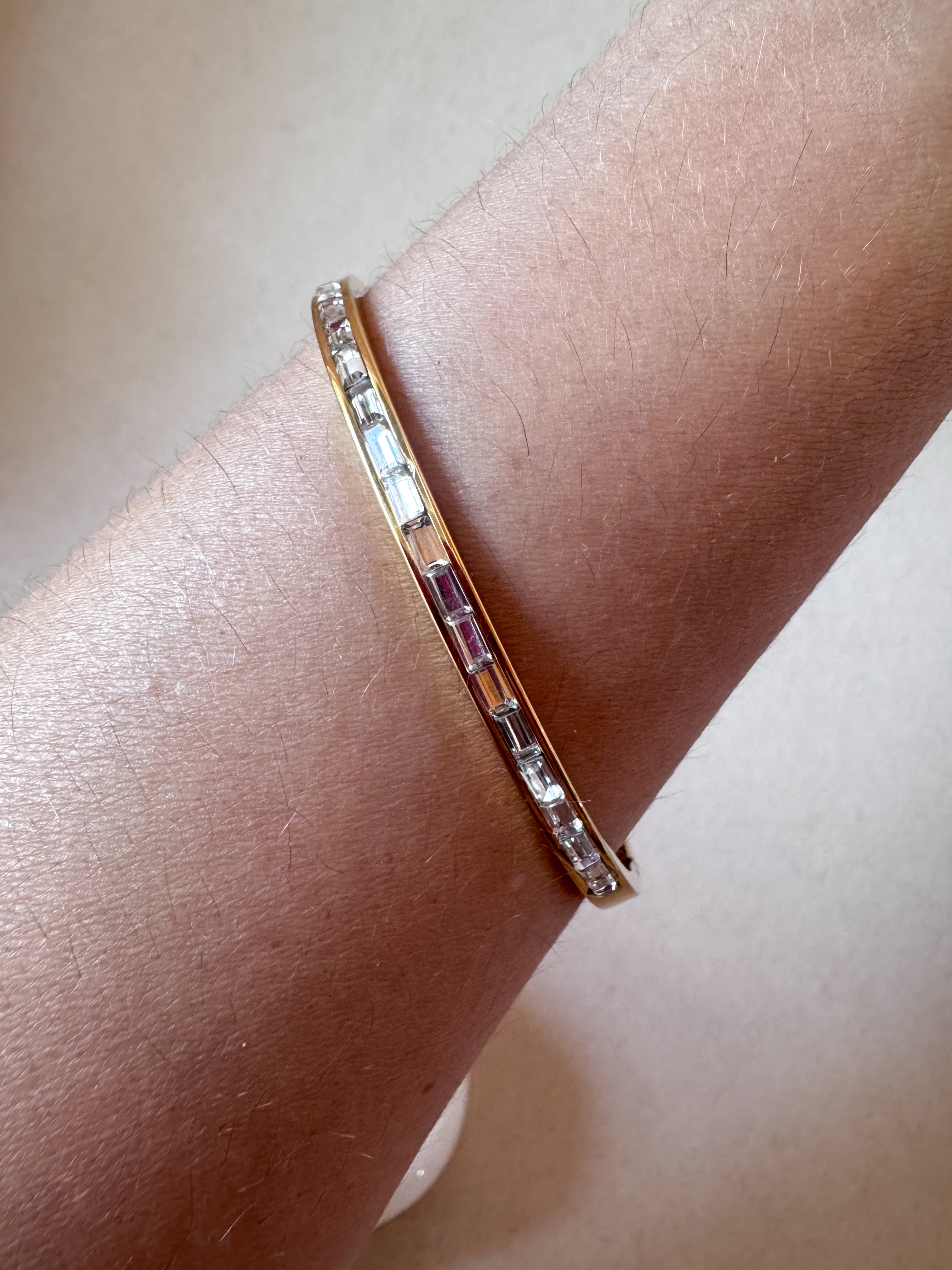 Golden and Little Crystals Steel Bracelet