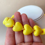 Yellow Ceramic Hearts Pattern Necklace
