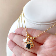 4 Different Multicolor Style of Dog Paw and Heart Necklace