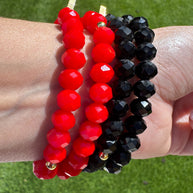 Rosary Style Black & Red Crystals Bracelets
