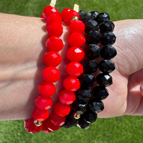 Rosary Style Black & Red Crystals Bracelets