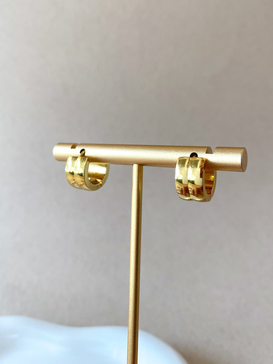 Golden Steel 2 Lines Hoops