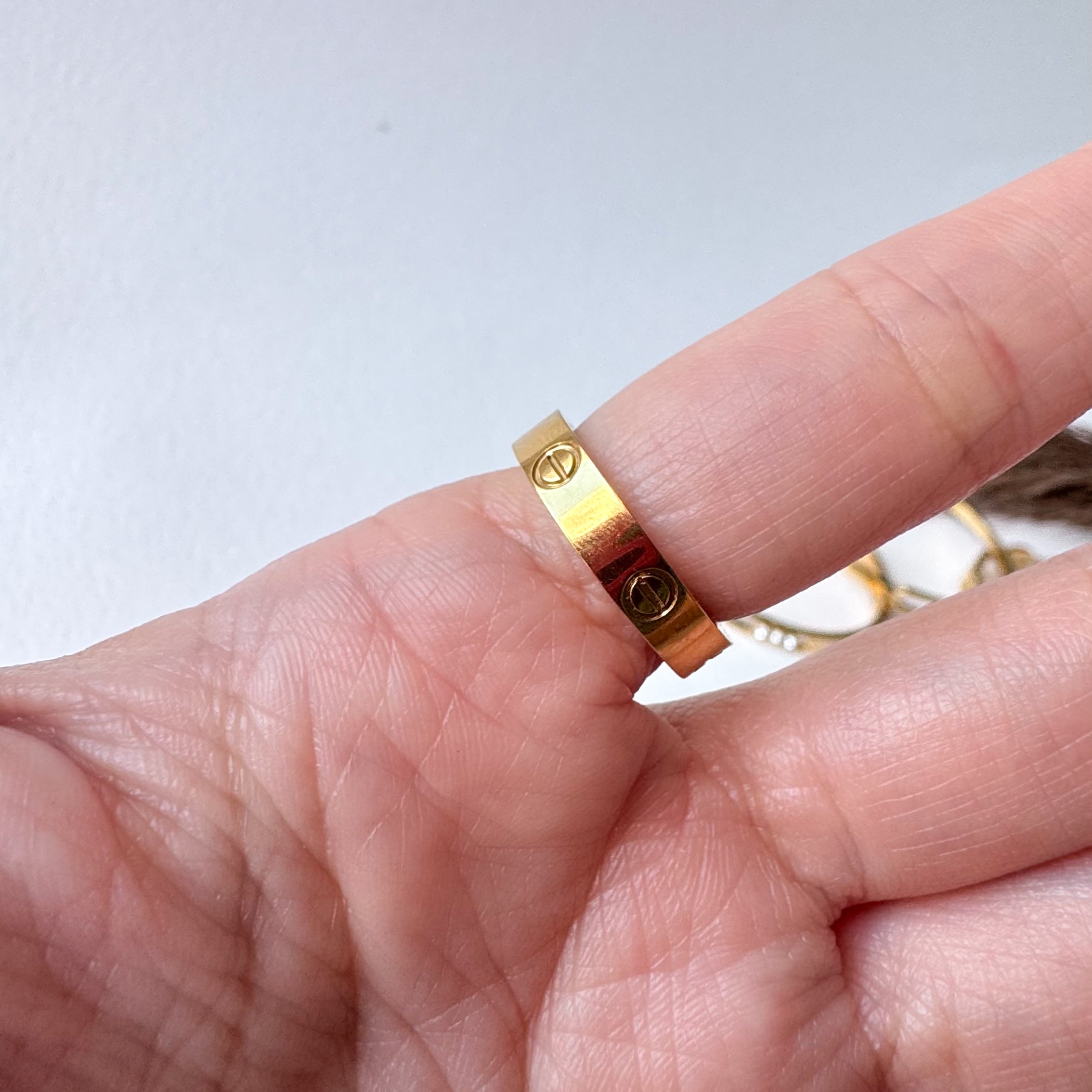 Golden Screw Style Steel Ring
