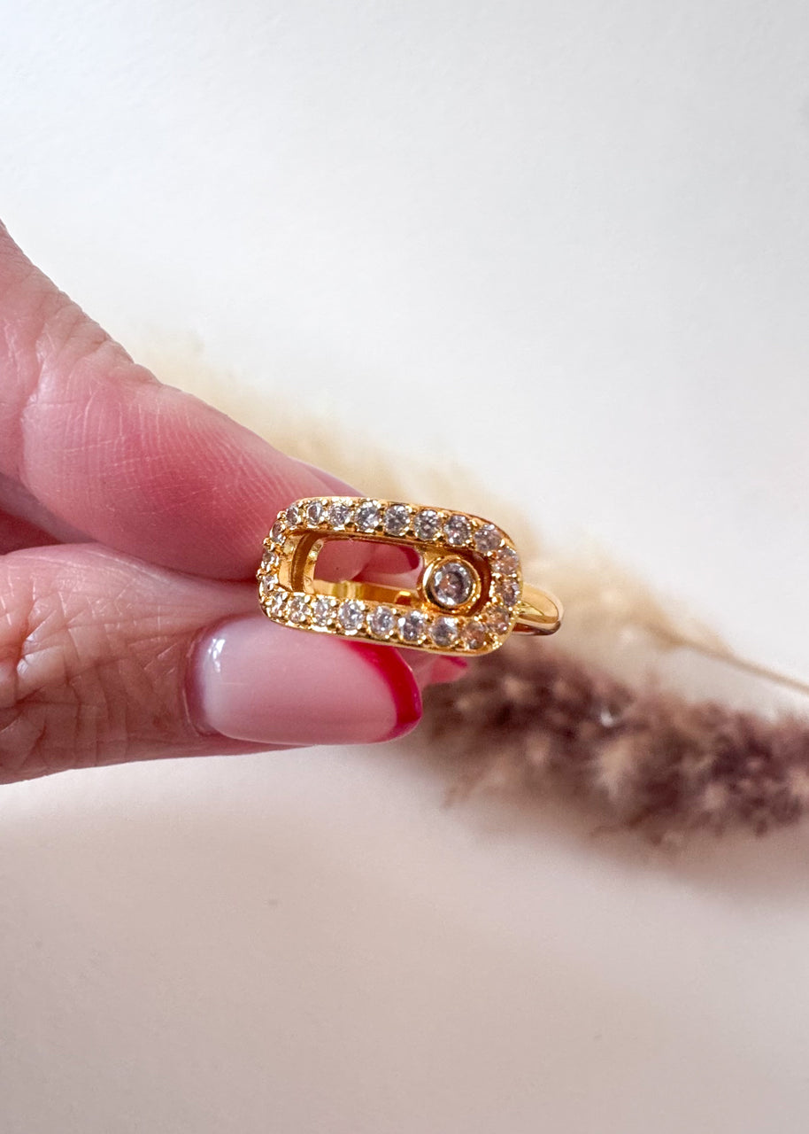 Golden Shiny Move Zircons Steel Ring