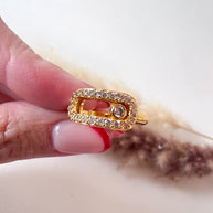 Golden Shiny Move Zircons Steel Ring