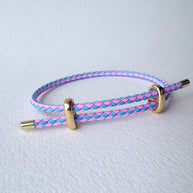 Pink and Blue Leather Adjustable Bracelet