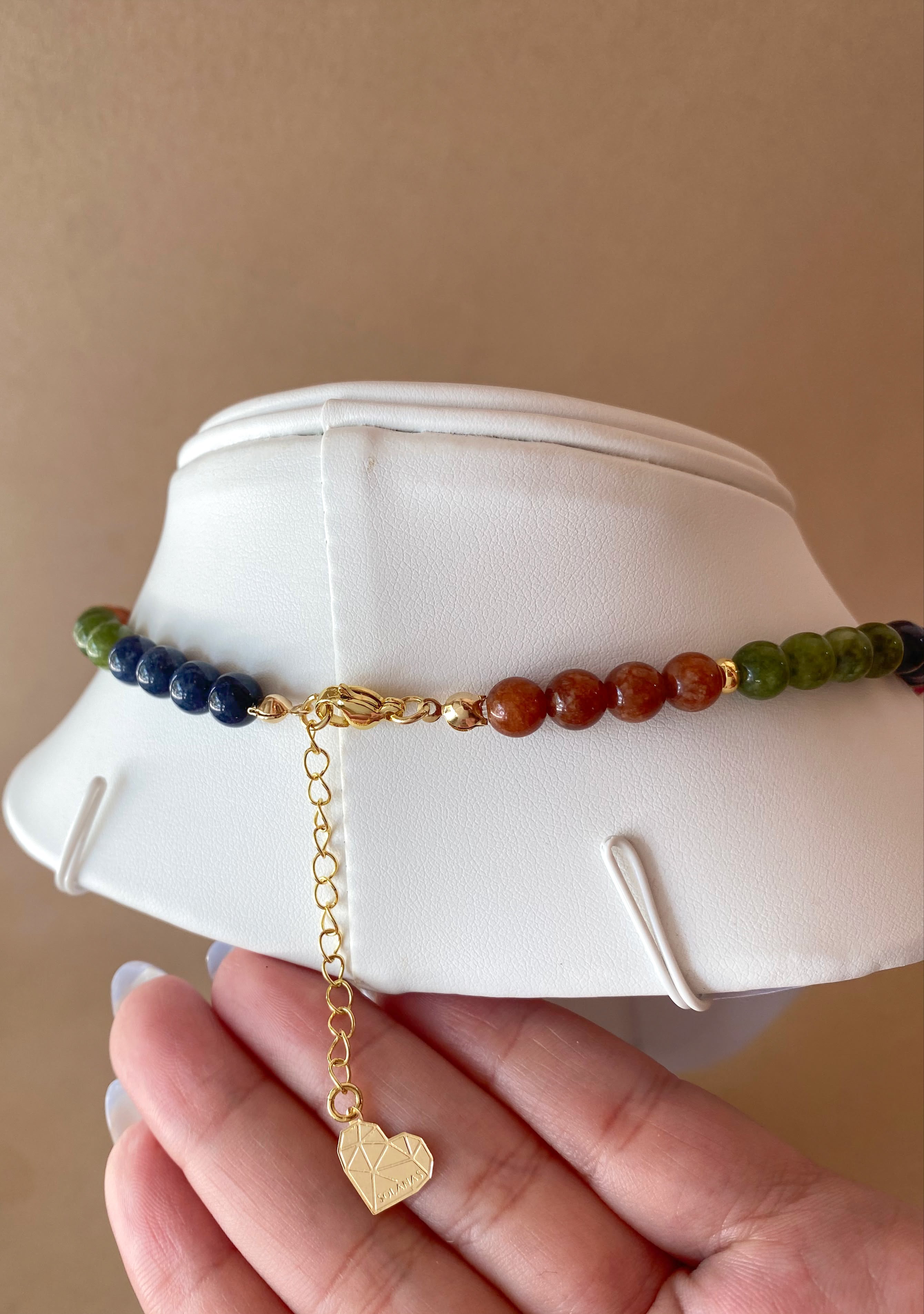 Multicolor Gems Beads Golden Dragonfly Necklace