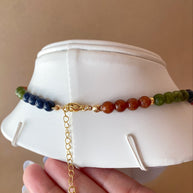 Multicolor Gems Beads Golden Dragonfly Necklace
