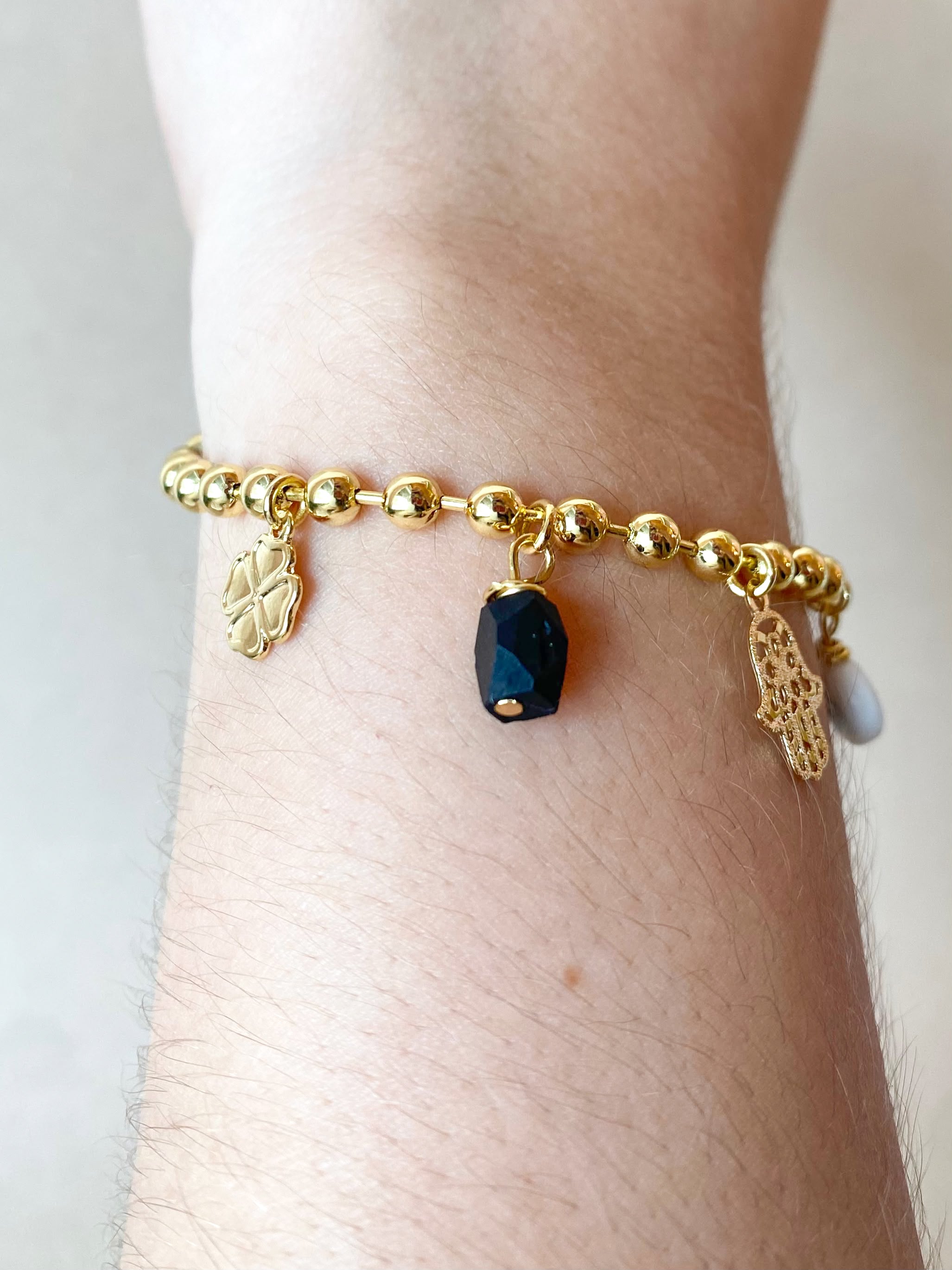 Azabache Multi Protection Charms Golden Bracelet