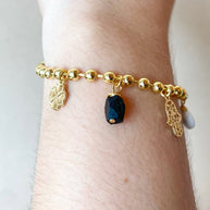 Azabache Multi Protection Charms Golden Bracelet