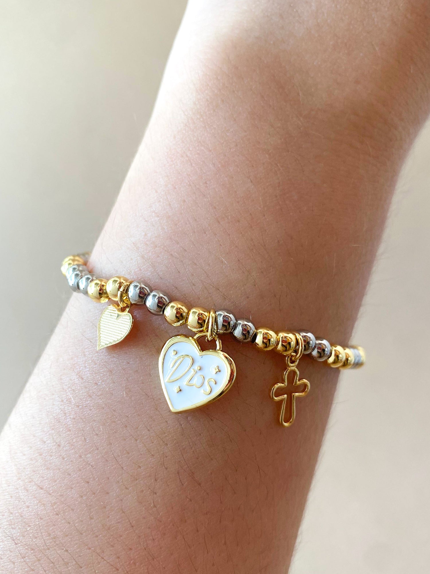White Heart Shape God 2 Gold Bracelet