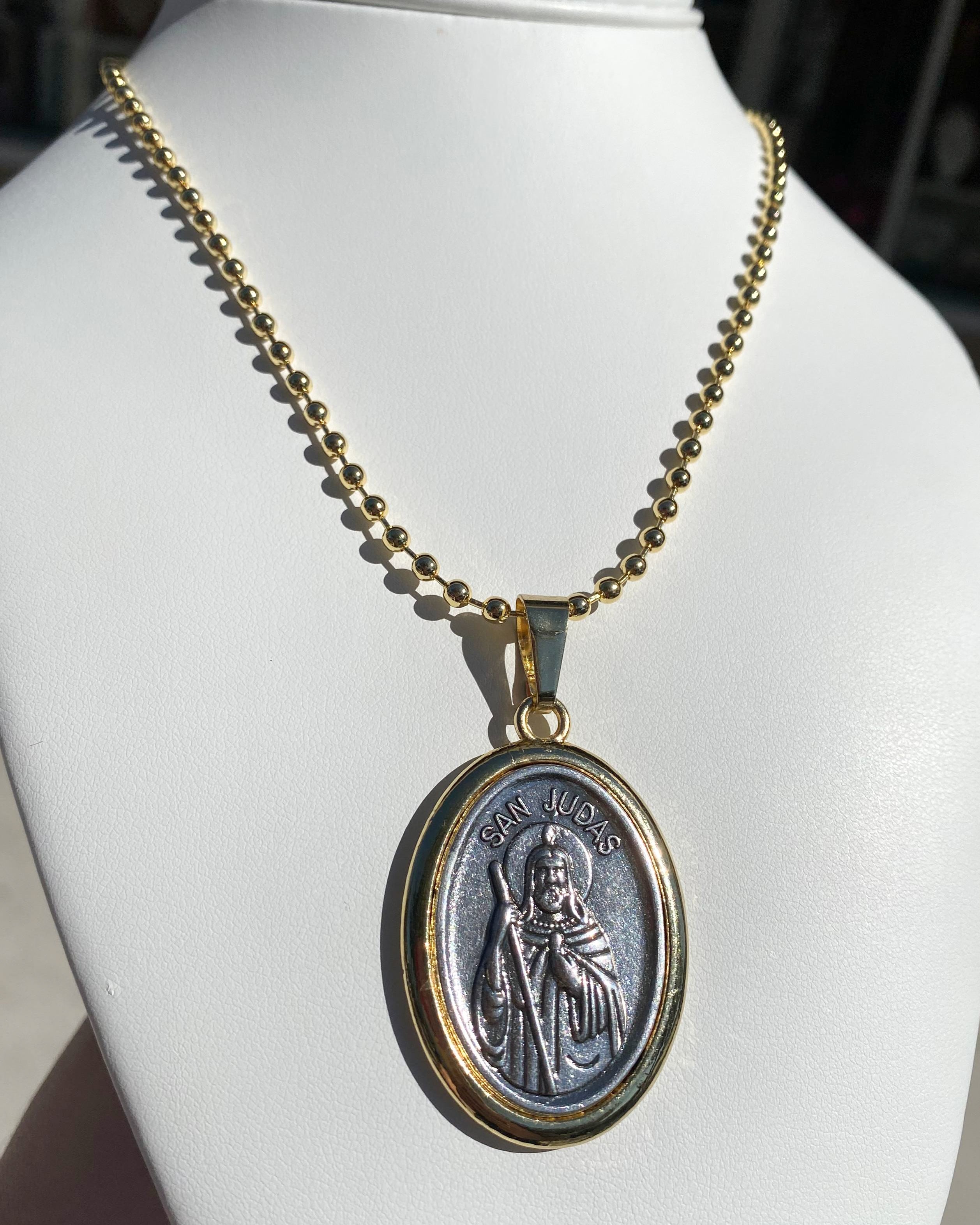 St. Judas Big 2 Gold Medal Necklace