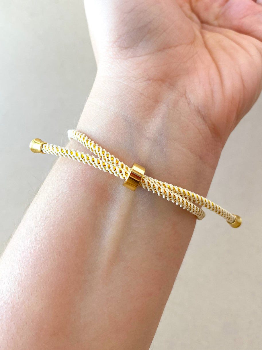 Shiny Heart Cream Adjustable Bracelet