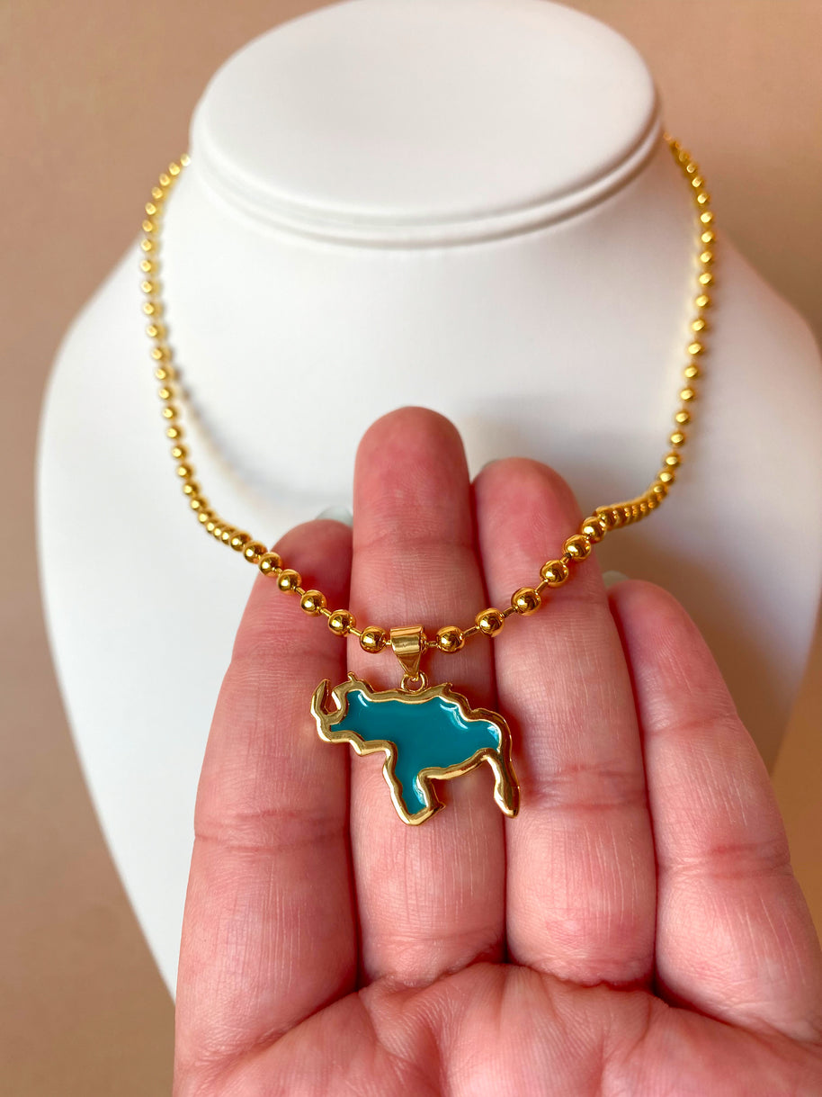 Blue Venezuela Map Necklace