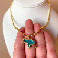 Blue Venezuela Map Necklace