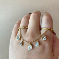 Doble Crystals Golden Steel Ring
