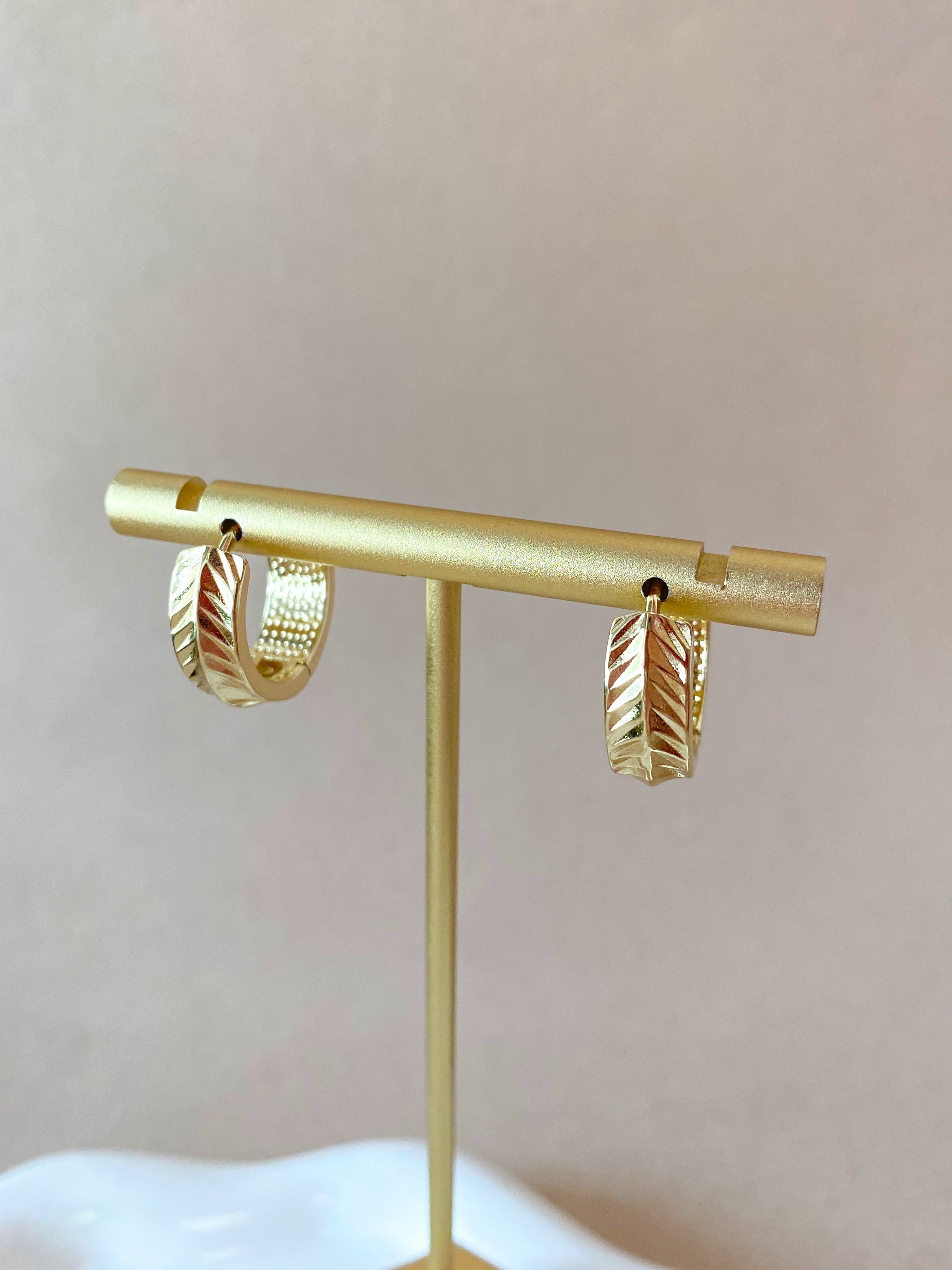 Leaf Shape Golden Medium Hoops