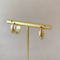 Leaf Shape Golden Medium Hoops
