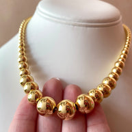 Big, Medium and Little Golden Balls Pattern Necklace