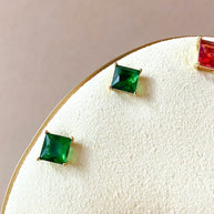 3 Different Colors of Square Crystals Earrings