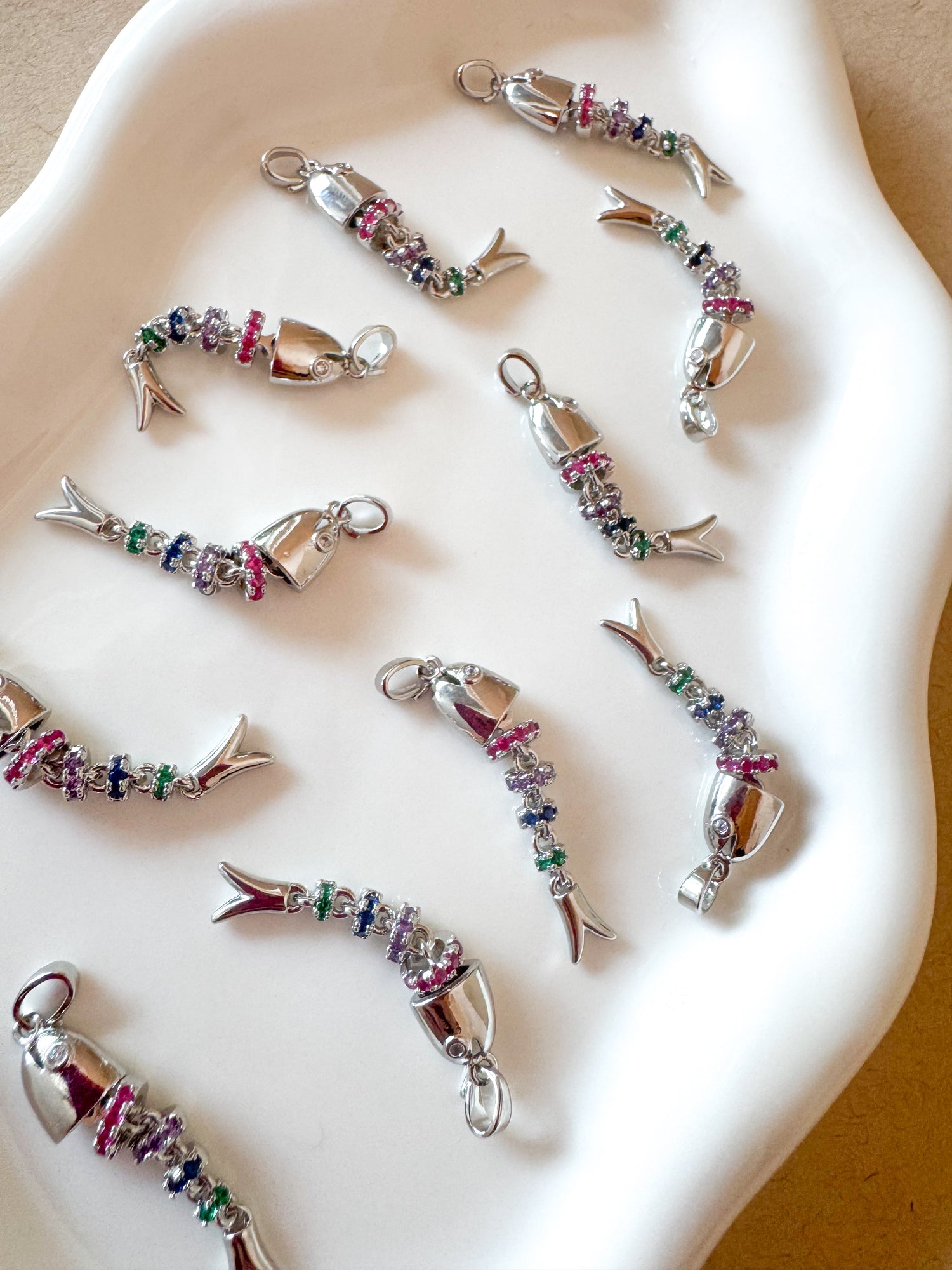 Colorful Silver Fish Charms