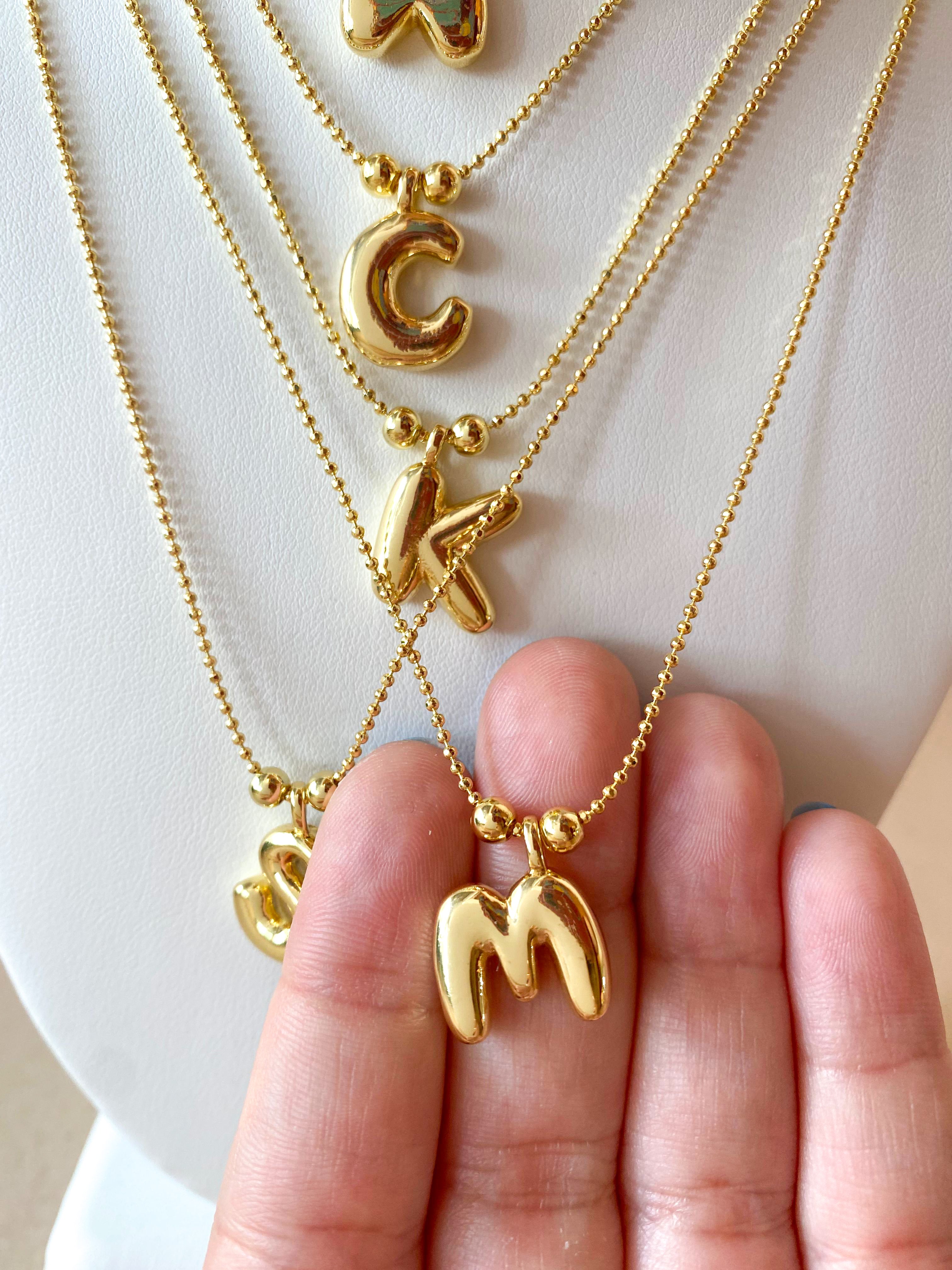 Adjustable Initials Bubble Charms Necklace