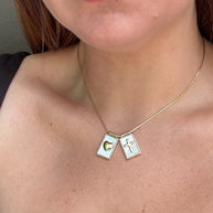 Cross and Heart Mother of Pearl Scapular Adjustable Necklace