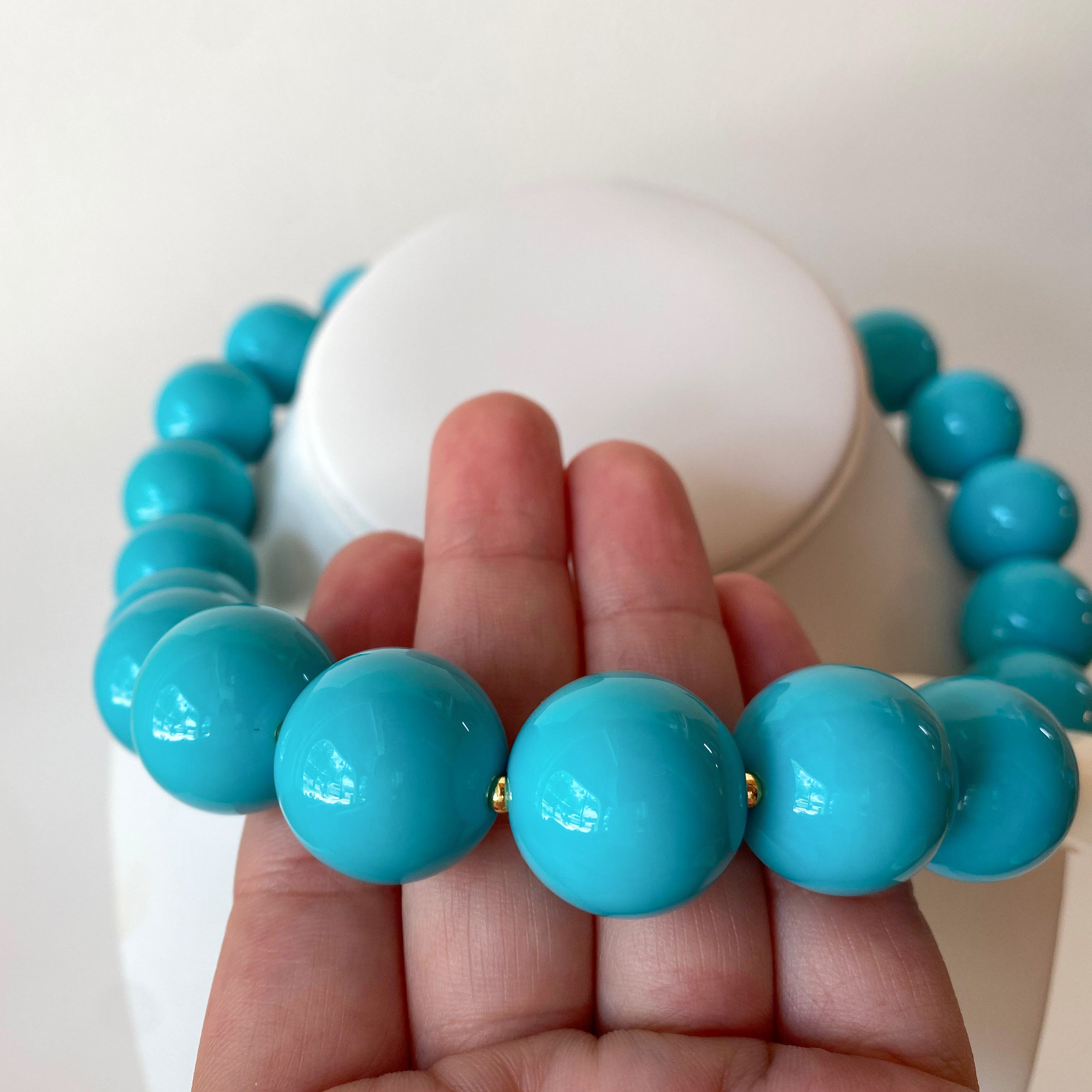 Acrylic Turquoise Gumball Bead with White Heart Necklace