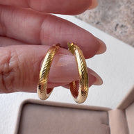 Spiral Thin 18k Solid Gold Hollow Hoops