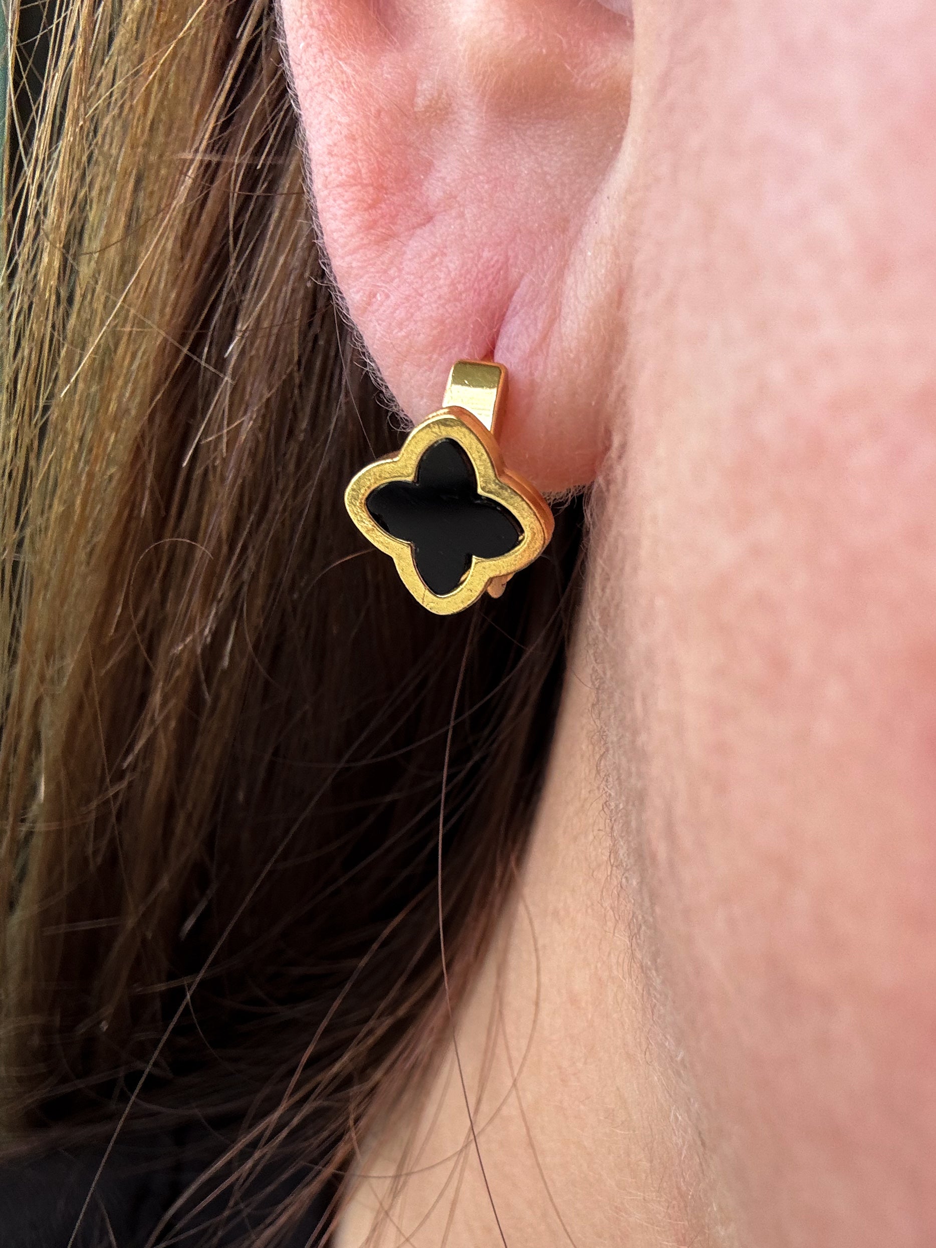 Clover Mother Of Pearl Steel Hoops