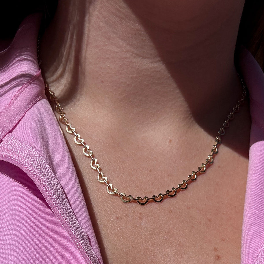 Golden Hearts Pattern Necklace