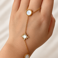 White Star and Circular Steel Bracelet-Ring