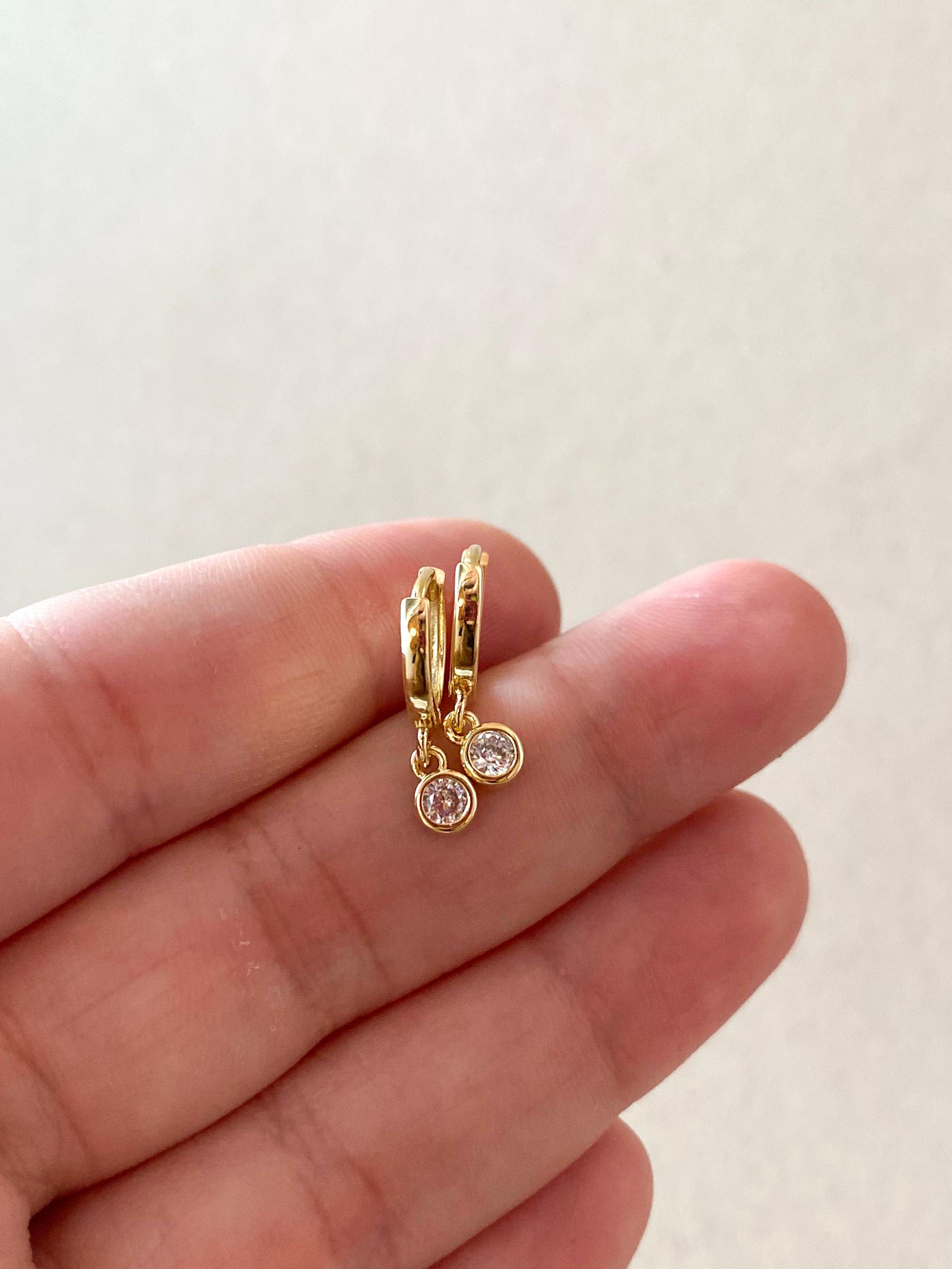 Little Zircon Golden Hoops