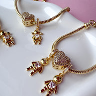 Golden Big Heart Crystal Kids Bracelet