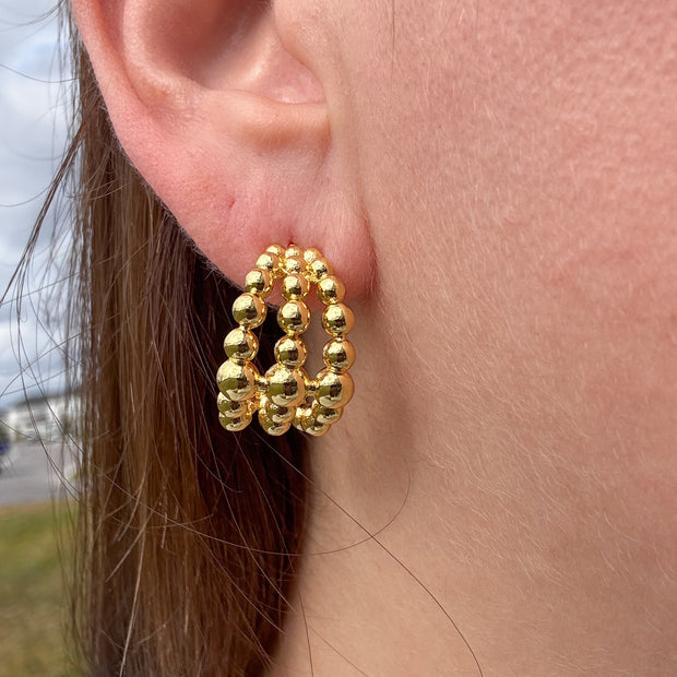 3 Layers Golden Beads Earrings