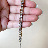 Silver and Gold Men Links Steel Bracelet
