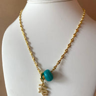 Faith and Turkish Stone in a Coffee Grain Necklace