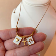 Heart, Cross and Faith Leather Adjustable Necklace