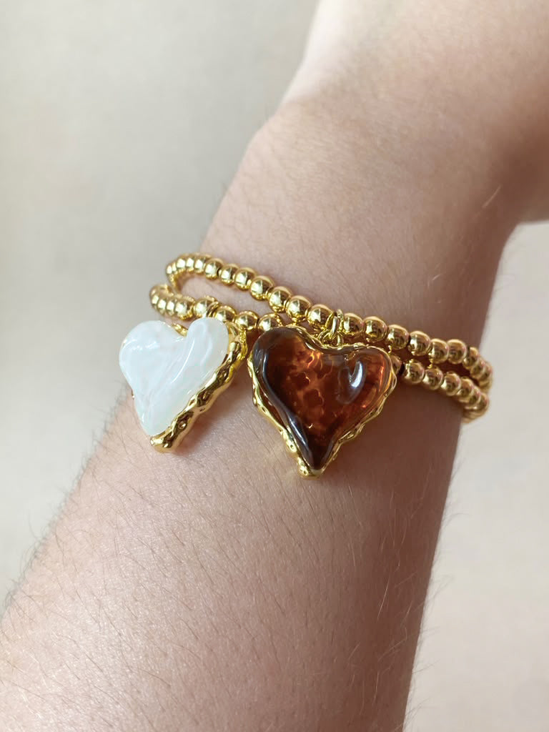 2 Styles of Hearts Medium Stretch Bracelet