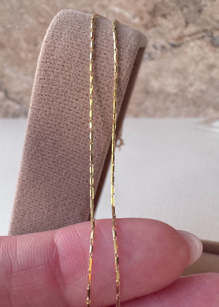 Mini Bar Link Chain 18K Solid Italian Gold Necklace