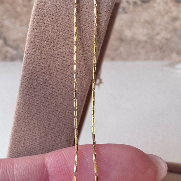 Mini Bar Link Italian Style Chain 18k Solid Gold Necklace