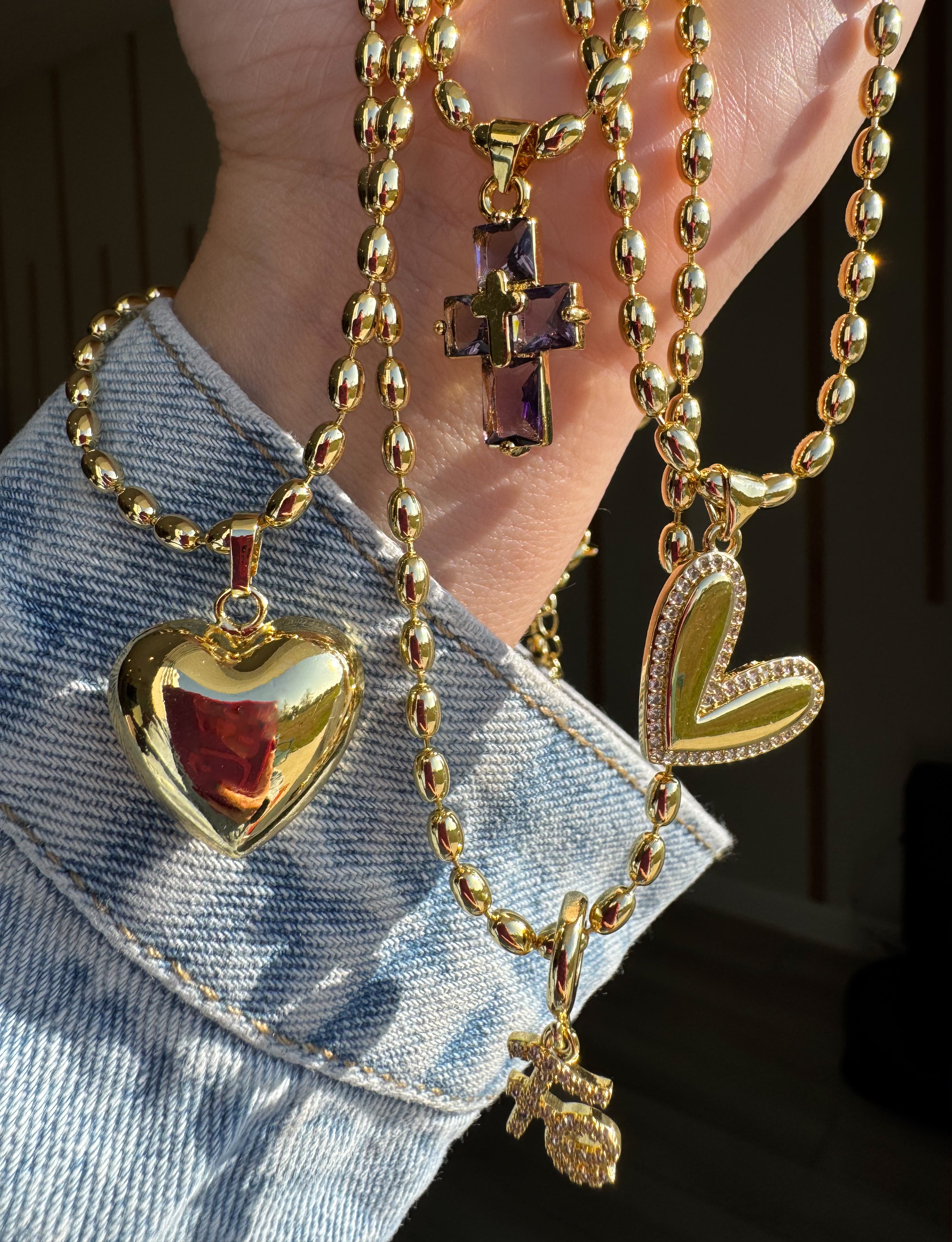 Cadena Cruz Cristal Morado