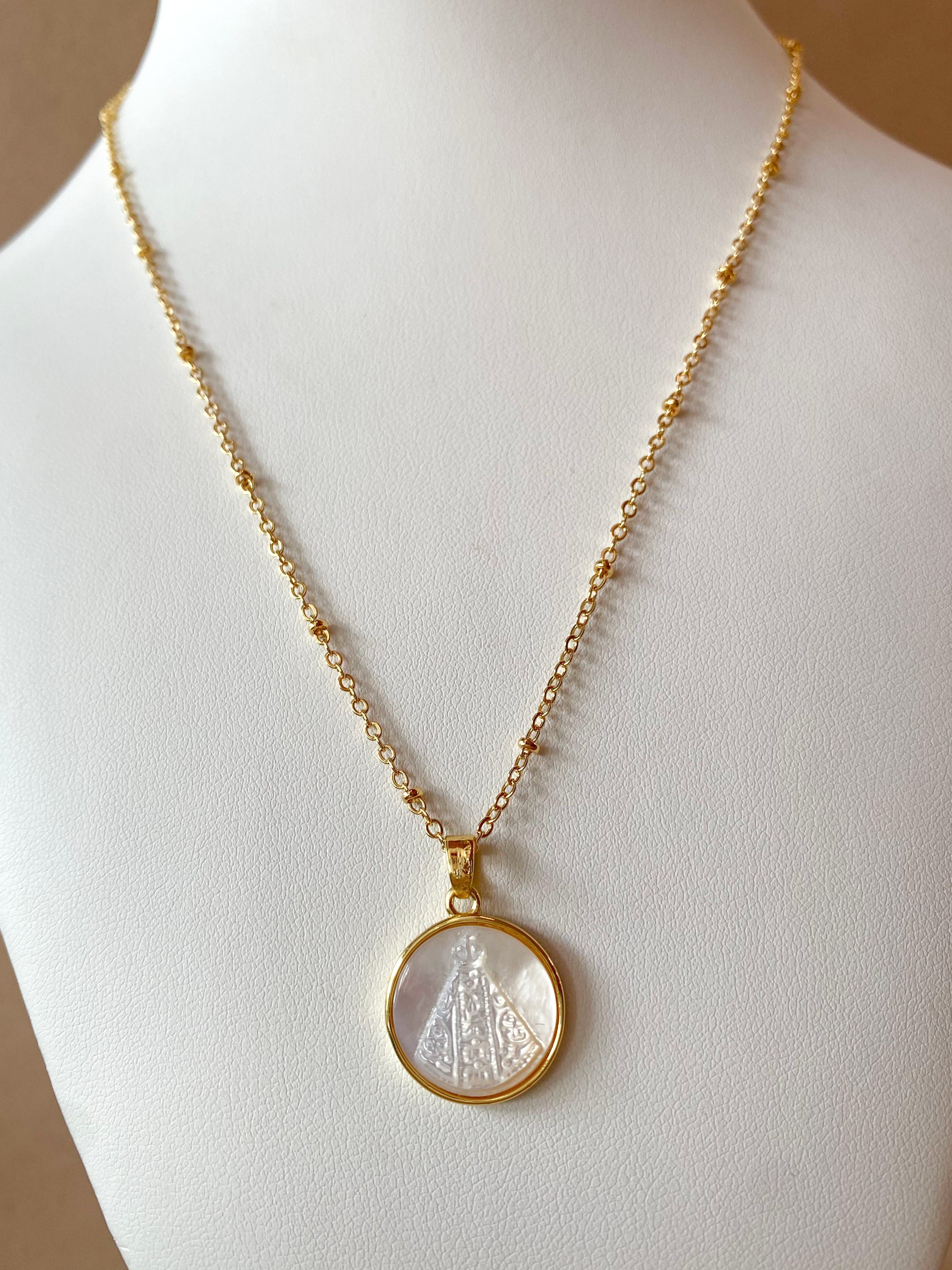 Virgin of the Valley Mother of Pearl Necklace