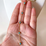 Blue Drop Y Style Steel Necklace