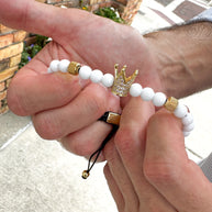 Pulsera Crown White Beads