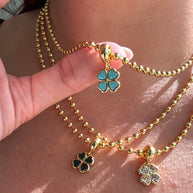 4 Different Colors of Crystal Clover Necklaces