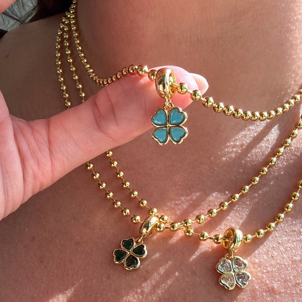 4 Different Colors of Crystal Clover Necklaces