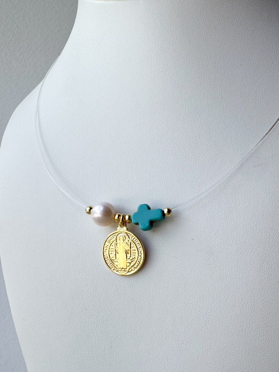 St. Benedict & Our Father Ghost Style Necklace