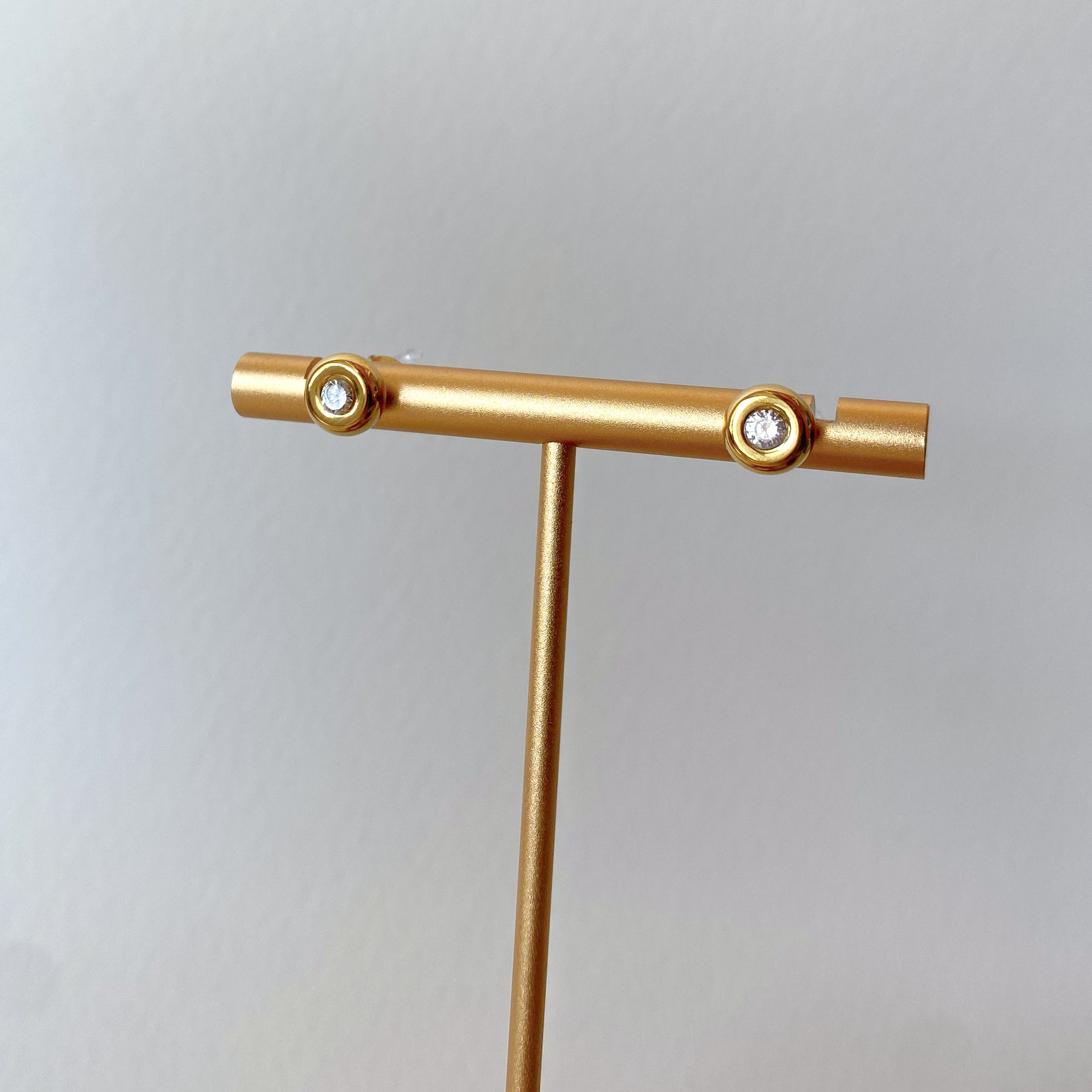 Golden Zircon Circular Steel Necklace or Earrings